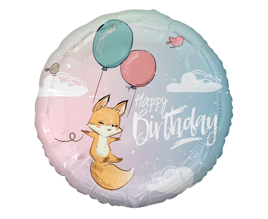 Balon foliowy Lisek (Happy Birthday), 45 cm 5902973149364 Balony Bielany Hobby Art