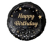 Balon foliowy Happy Birthday, czarny, 45 cm 5902973147971 balony bielany hobby art