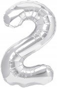 Balon foliowy CYFRA "2" srebrny 100 cm z helem Warszawa Balony Bielany Hobby Art 5904610101322
