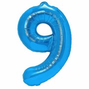 Balon foliowy CYFRA "9" niebieski 100 cm  6665574502899 Balony Bielany Hobby Art