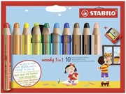 Stabilo Kredki Woody 3w1 + temperówka 10 kolorów 4006381346917