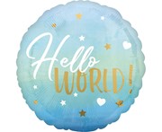 Balon foliowy Hello World, Witaj na Świecie, Chłopiec, 46 cm 026635397308 Balony Bielany Hobby Art
