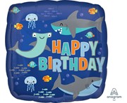 Balon foliowy Happy birthday sharks 026635412896 Balony Bielany Hobby Art