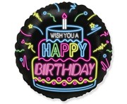 Balon foliowy Happy Birthday neonowy, FX, 46 cm 8435102343120 Balony Bielany Hobby Art
