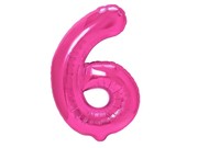 Balon foliowy CYFRA "6" róż 100cm 5904610100486 100 cm  balony bielany hobby art