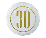 Balon foliowy biały 30 urodziny 18cali 45cm 5902973173710 Balony Bielany Hobby Art