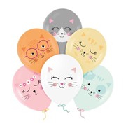 Balony Kotki Koty 6szt 151181 lateksowe kicia kocia urodzinowe 5904610151181 Hobby Art