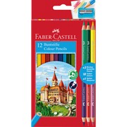 Kredki Faber Castell, ołówkowe, szkolne, ZAMEK 12 kolorów + 3 dwustronne 7891360595540