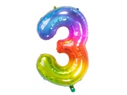 Balon foliowy CYFRA "3" tęczowy 100 cm 5904610100615 Hobby Art