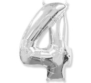 Balon foliowy CYFRA "4" srebrna 100 cm Balony Bemowo Hobby 5904610101308