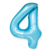 Balon foliowy CYFRA "4" jasny niebieski 100cm 6665574500468 100 cm  balony bielany hobby art
