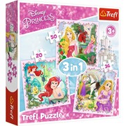 Trefl Puzzle Roszpunka, Aurora i Arielka 3w1 34842 5900511348422