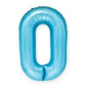 Balon foliowy CYFRA "0" jasny niebieski 100cm 6665574500420 100 cm  balony bielany hobby art