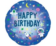Balon foliowy holograficzny Happy Birthday, Urodzinowy Kosmos 026635413107 Balony Bielany Hobby Art