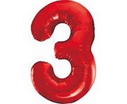 Balon foliowy Cyfra 3, czerwona, 85 cm  Balony Bemowo Hobby Art 5902973120585