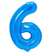 Balon foliowy CYFRA "6" niebieski 100 cm  6665574502868 Balony Bielany Hobby Art