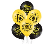 Balony 12" nadruk "Birthday Zone" czarno-żółte 6 sztuk 5414391067545 balony bielany
