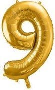 Balon foliowy CYFRA "9" złota 70 cm 5902150619260 Balony Bielany Hobby Art