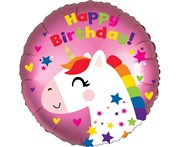 Balon foliowy Urodzinowy Jednorożec, 46 cm 026635412933 Balony Bielany Hobby Art