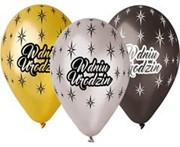 Balony W DNIU URODZIN metaliczne 12" 5 sztuk balony bielany Warszawa hobby art 