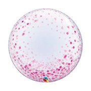 Balon foliowy 24" QL Bubble, różowe grochy  071444577908 Balony Bielany Hobby Art